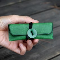 다비드뉴욕 도장케이스 수제도장 가죽케이스 인감도장지갑 보관함 파우치 이태리천연소가죽 핸드메이드제작 이니셜 그린, 각인안함