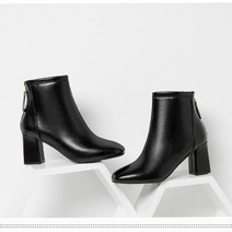 프리센스 여성 가죽 앵클 부츠 6cm