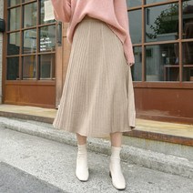 데일리앤 플리츠 주름 롱 니트 스커트 그루비