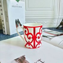 밥그릇 국그릇 신혼 Ltalian-레드 아이언 창 세라믹 식기 세트 8 인치 평면 접시 밥 그릇 큰 수프 냄비 스푼 홈 레드 테이블 탑 데코, [01] Plain packaging, [13] Mugs