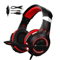 GHSHOP PS4 PC를 위한 MIC 헤드폰을 가진 귀 게임용 헤드셋을 통해 다채로운 직업적인 LED, 케이블 길이 2.1m, ABS, 빨간