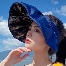 접이식 낚시 모자 휴대용 안티 uv 와이드 대형 브림 Suncap 야외 스포츠 듀얼 사용 머리띠 모자 여성 바이저 모자 UV400, 네이비 블루, 네이비 블루