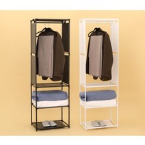 1단 스틸 시스템행거 오픈형D 2컬러 롱패딩 코트 정리정돈 큰방 가성비 옷거리 오픈장 장롱, 화이트