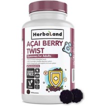 허바랜드 비건 아사이베리 트위스트 무설탕 비타민C 함유 블루베리 향 90구미, 허바랜드 아사이 베리 트위스트 90정