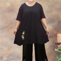 엄마 아줌마 중년 여성 빅사이즈 옷 의류 블라우스 티셔츠 노인 뚱뚱한 어머니 여름 반팔