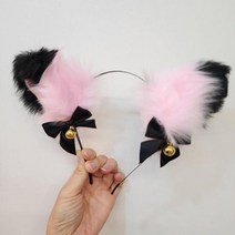 여성 핑크 고양이 귀 머리띠 동물 캐릭터 헤어핀 러블리 큐티