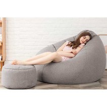 빈백 쿠션 마약 소파 1인 소파 안락 의자 원룸 거실, A 다크커피+풋스툴5.6KG 110x125