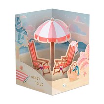 Hallmark 페이퍼 원더 로맨틱 팝 업 발렌타인 데이 카드 로즈, Displayable Beach Scene