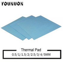 YOUNUON-tichkess 열 패드 100x100mm 0.5mm 1mm 1.5mm 2mm 3mm 4mm 5mm C 방열판 냉각 전도성 실리콘, Bule-100x100mm_5MM 두께