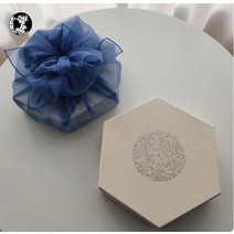 보자기 곶감단지 세트 포장 답례품 육각상자 전통 추석선물, 화이트 텍스처 폴리곤 선물세트 5개, 23*20*5.5