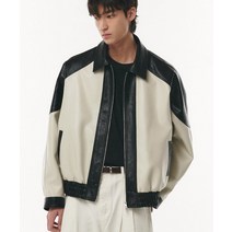 DOFFJASON 3/10 배송 오버핏 비건레더 래피드 투톤 자켓 Overfit Vegan Leather Rapid Two-tone Jacket DJ23SSVLJ003BLK