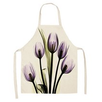TS GLOBAL 1Pcs 꽃 로터스 패턴 레이디 앞치마 홈 주방 레스토랑 요리 캐터링 안티-파울 링 68x55cm, 15 O_02 68x55cm