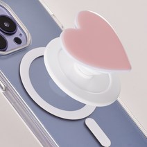 갤러플 아이폰 맥세이프 자석 그립 스마트 톡 핸드폰 마그네틱 거치대, 하트핑크
