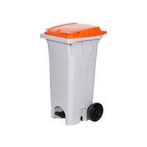 HDPE 상차용 페달형 아파트 음식물쓰레기통 STC-120P 음식물폐비닐수거함, 노랑색
