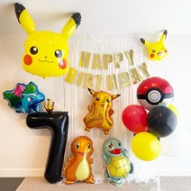(파티셔스) 피카츄 풍선 꼬부리 파이리 포켓몬스터 생일파티세트, 9, 미포함