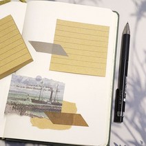 디자인메모지 부착메모지 80매 예쁜메모지 접착메모지 다꾸 가로선 메모지 크라프트, 상세페이지 참조