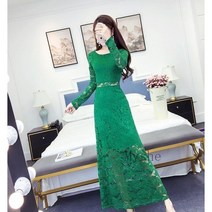 [Myshe]여성 가을 롱 레이스 원피스 빅사이즈 KJ1 YanF715