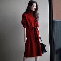 W3264 벨트 폴라 롱니트원피스 목폴라 목폴라원피스