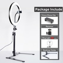 스튜디오조명 방송용 제품 촬영 방송 조명 셀카 링 라이트 사진 led 램프 with tripod for phone holder 스탠드 액세서리 클립 사진 셀카 비디오 22, 26cm라이트-책상 홀더