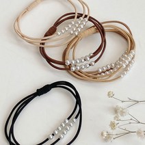 키메라제이 세줄진주 고무줄 헤어 머리끈 5피스 세트