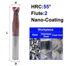 밀링커터 MOSASK 1PC 4 플루트 HRC65 HRC55 HRC45 2 텅스텐 CNC 절삭 공구 합금 초경 엔 밀, [03] 2F55C, [24] 16X16X100L