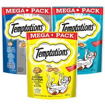 템테이션 메가팩 고양이 간식 3종 세트, 맛있는 닭고기맛,&고소한 참치맛&헤어볼 컨트롤, 450g, 1세트