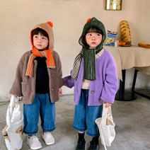 클리어런스 트리트먼트는 한국 아동복 돌려주지 않는다 2021 겨울 소년 소녀 모피 코트 싱글 브레스트 아기 라운드 넥 스웨터
