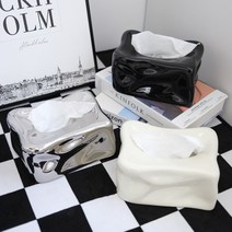 멜팅큐브 미드센츄리 모던 세라믹 오브제 휴지케이스 3 color, 실버, 1개