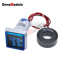 전압계 AC 50-500V LED 디지털 스퀘어 전류계 110V 220V 전압 미터 볼트 앰프 테스터 감지기, 01 blue