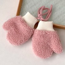 귀여운 곰 만화 디자인 아기 니트 양모 장갑 0-4 세 신생아 벨벳 두꺼운 어린이 키즈 겨울 전체 손가락