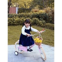 Selfree 어린이 자전거 소녀 3-6 세 아기 16 인치 일본 레트로 보조 바퀴 유모차, Pink