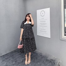 어나더드림 여성용 빅카라 플라워 쉬폰 빅사이즈 롱원피스MO1006