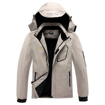 남성용 마운틴 방수 스키 재킷 방풍 레인 겨울용 따뜻한 스노우 코트 탈착식 후드 암적색 Large, Khaki