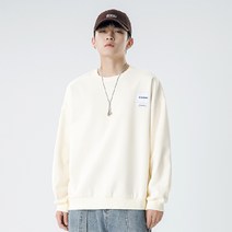 추동 라운드 맨투맨 남 루즈핏 레터링 와펜 남상의 라운드넥 가볍고 럭셔리 심플한 스타일