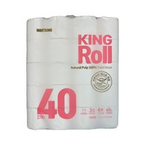 킹롤 3겹 펄프 화장지 27m 40롤, 40개입, 1팩