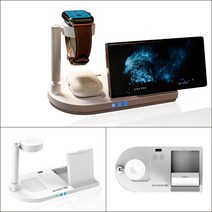 접이식 휴대용 스마트 4in1 무드등 고속 무선충전기 F5 애플 갤럭시 호환, 네이비(애플호환)