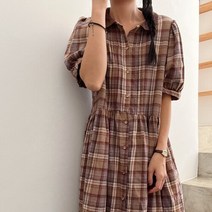 내추럴가든 오드리 타탄체크 퍼프 원피스