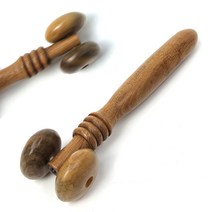 미니 원목 마사지 롤러 (페이스롤러 셀프경락 V라인 얼굴 리프팅롤러), 12.5x3cm