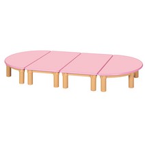 MDF 안전무늬 책상세트 분홍테두리 어린이집 유치원 유아가구, H48-3 원목다리-유치530