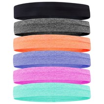 쿠넬 스포츠 헤어밴드 6종세트 논슬립 실리콘 머리카락 고정 운동 밴드 폭5cm, 혼합색상