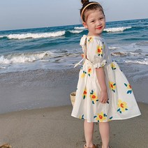 PigPug 여자 어린이 치마 싱그러운 꽃 등 원피스 공주 치마