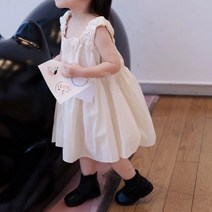 도오빠 팡팡듀 아동 원피스 민소매 나시 단색 밴딩 A라인 주름 키즈 드레스 여아 여름
