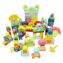 파스텔 가든 원목블록 120pcs, 없음
