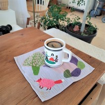 코튼아이보리 일러스트 이야기 동화 거즈 타올 면 손수건 / 일본손수건