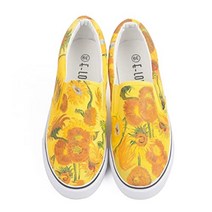 ElovForU 여성용 핸드 페인팅 유화 캔버스 신발 슬립온 스니커즈 W207c