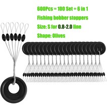 호환 낚시배 바다낚시배요트 부품 600pcs 100 그룹 세트 고무 공간 콩 타원형 스토퍼 찌 플라이 액세서리 스피너 미끼 물고기 스포츠 도구, 올리브