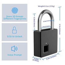 지문 자물쇠 - 2키 백업 포함 IP66 방수 실외에 적합 USB가 있는 튼튼한 보안 스마트 잠금 장치(블랙)130406