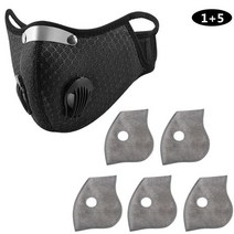 10PCS 마스크 호흡 밸브 먼지 오염 방지 PM2.5 사이클링 활성 탄소 필터 배기 액세서리 공기, 02 1mask and 5 filters