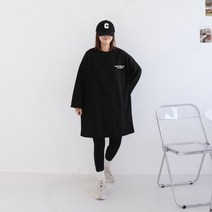 애플망고샵 기모 겨울 빅사이즈 오버핏 해피마인드 롱박스 티셔츠