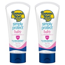 바나나보트 Banana Boat 베이비 100% 미네랄 티어프리 SPF 50 선크림 로션 6온스 2개, Lotion